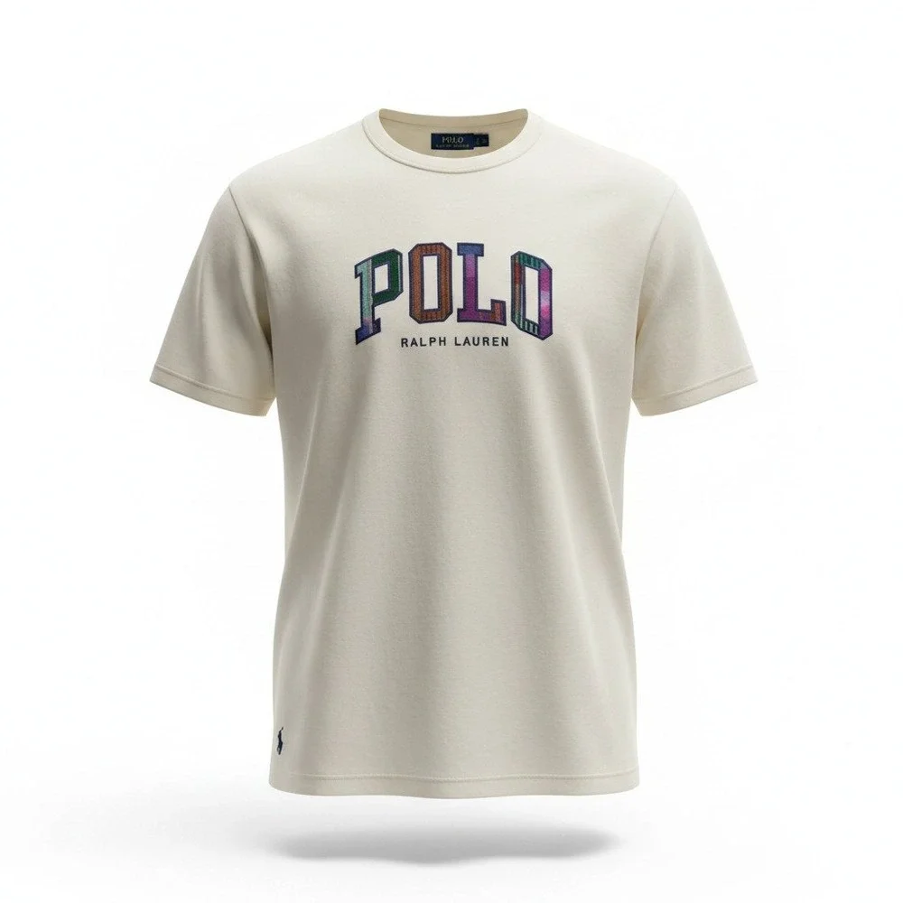 Polo Ralph Lauren T Shirt Men 2XB White Plaid Applique Logo Short Sleeve Tee